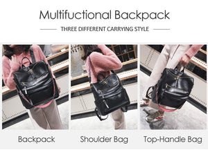 Retro Large Backpack Leather Rucksack Knapsack