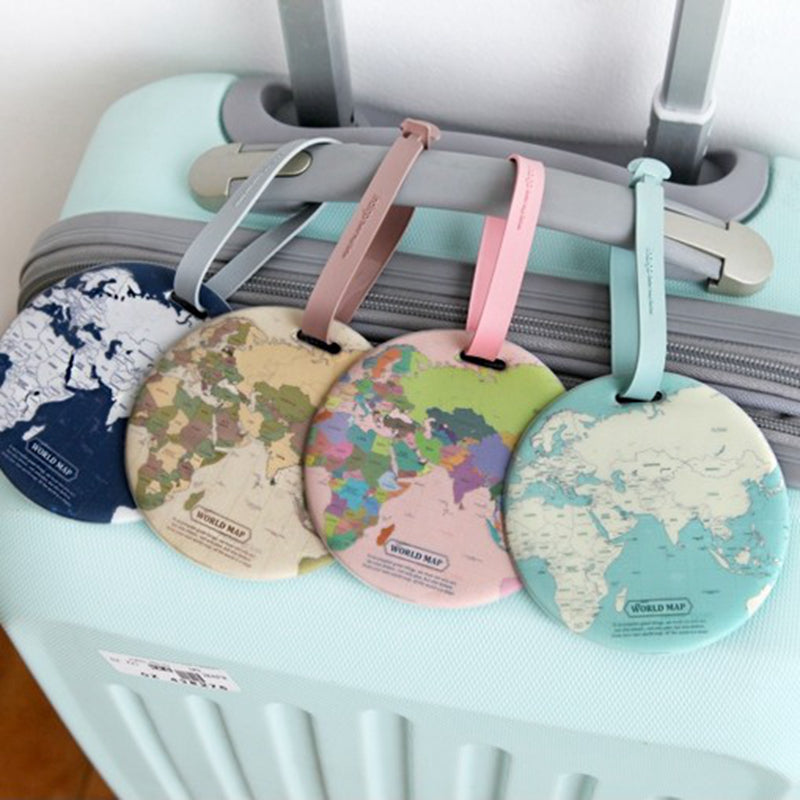 World Map Luggage Tag Silica Gel Suitcase ID