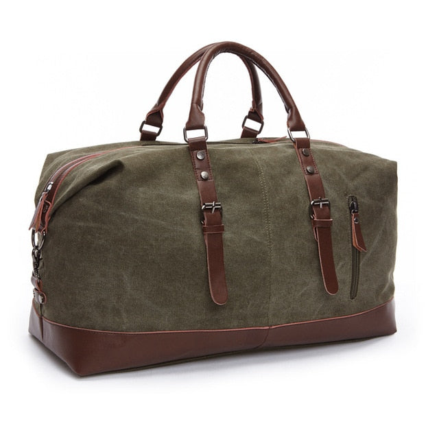 Canvas Leather Travel Bag Carry on Luggage
